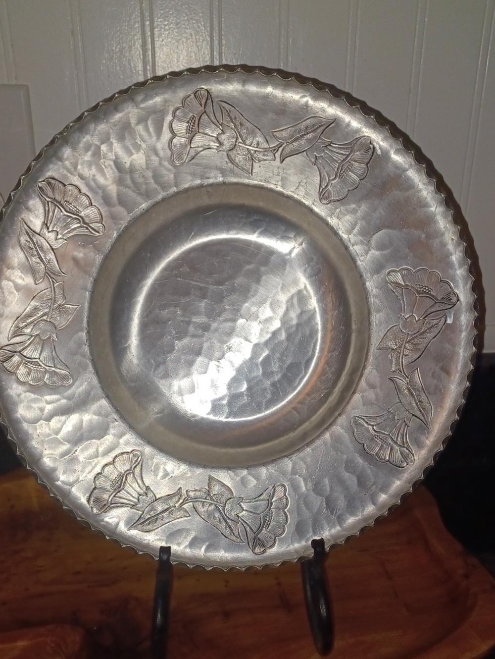 WWII Era Vintage Farberware Hammered Aluminum Morning Glory Tray - Brooklyn NY